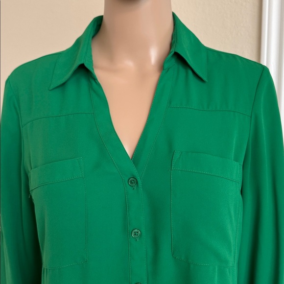 Express Vibrant Green Button-Down Shirt Size S/P. - Picture 4 of 16